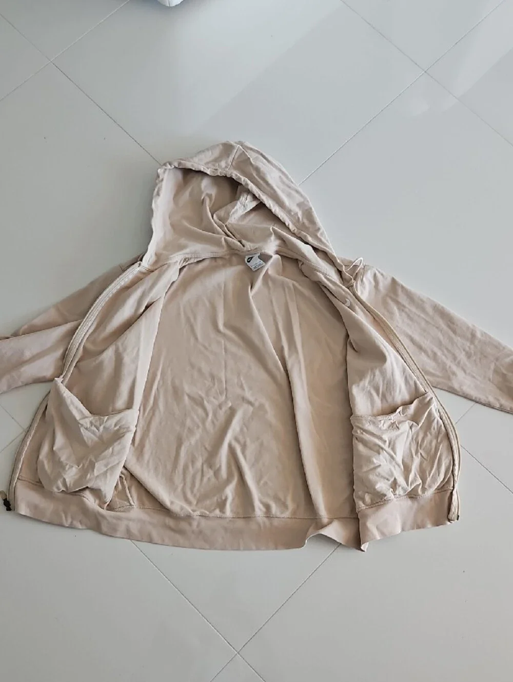 Nike Beige Full-Zip Hooded Sweatshirt
